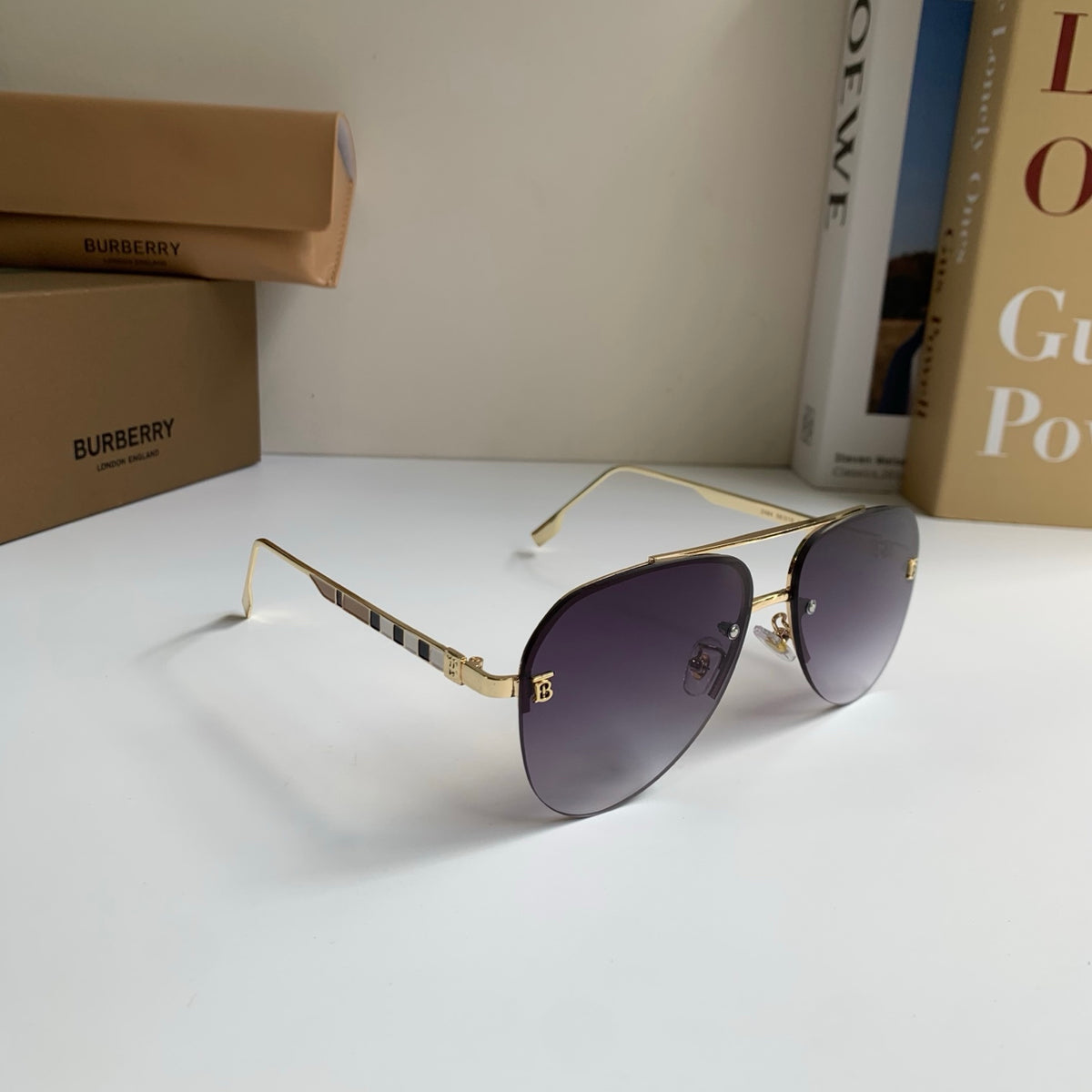 Burberry Metal Aviator Silver Lens Sunglasses for Men & Women - 382888