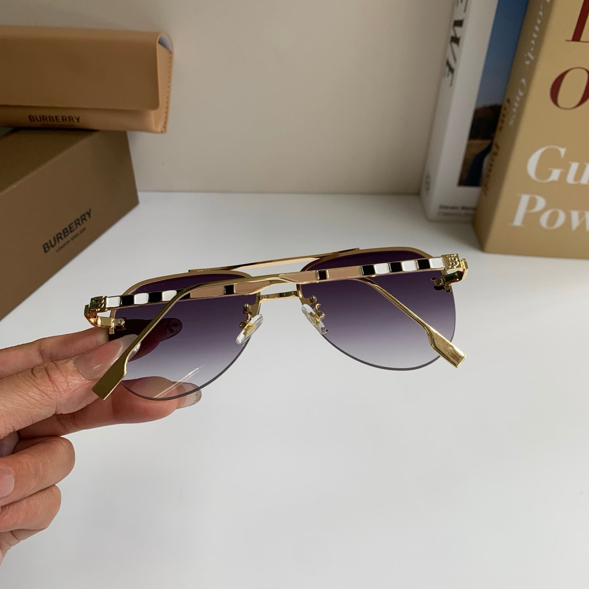 Burberry Metal Aviator Silver Lens Sunglasses for Men & Women - 382888 - detail image 6