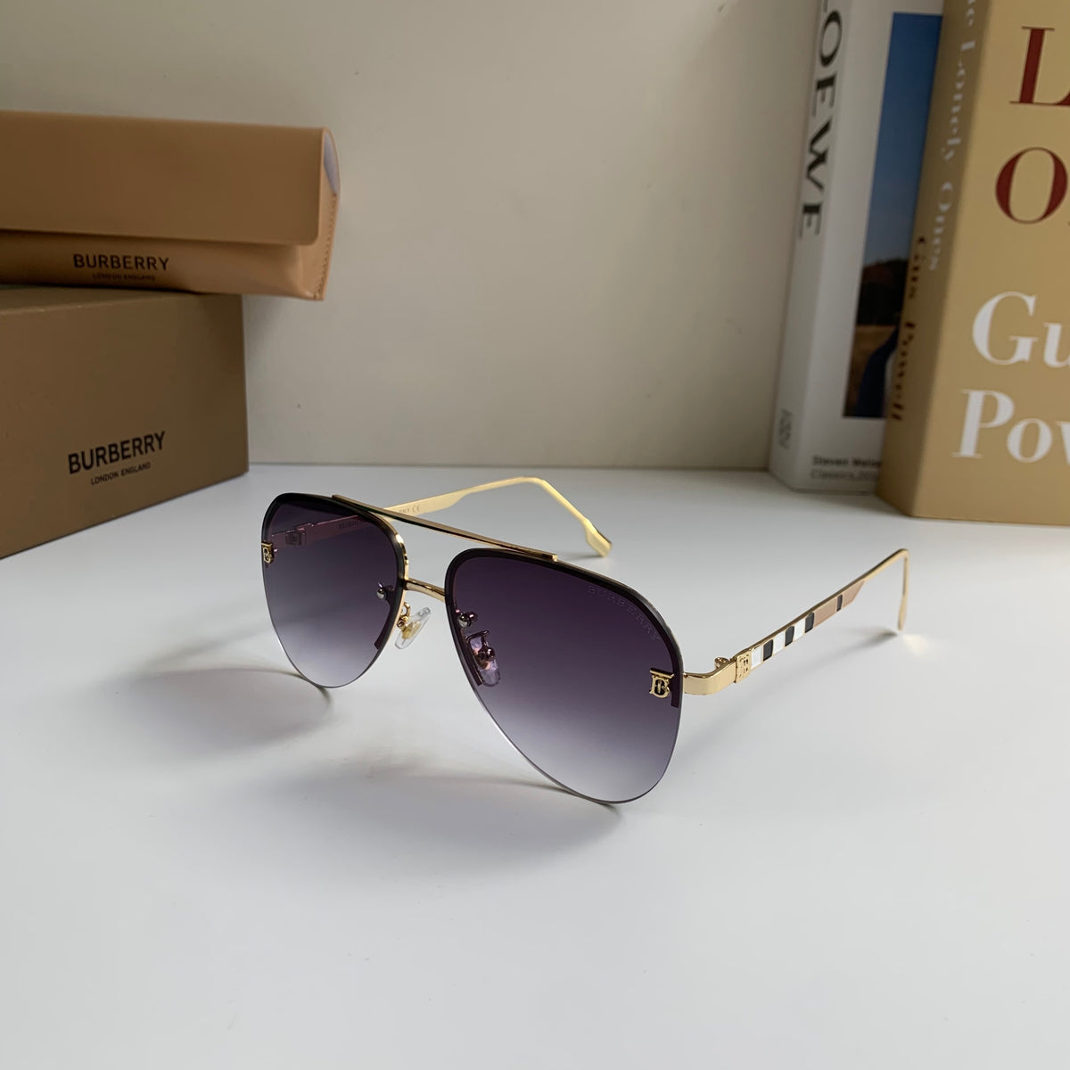 Burberry Metal Aviator Silver Lens Sunglasses for Men & Women - 487406 - detail image 2
