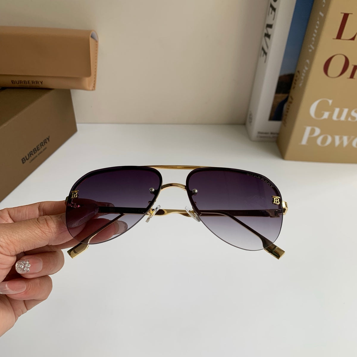 Burberry Metal Aviator Silver Lens Sunglasses for Men & Women - 487406 - detail image 4