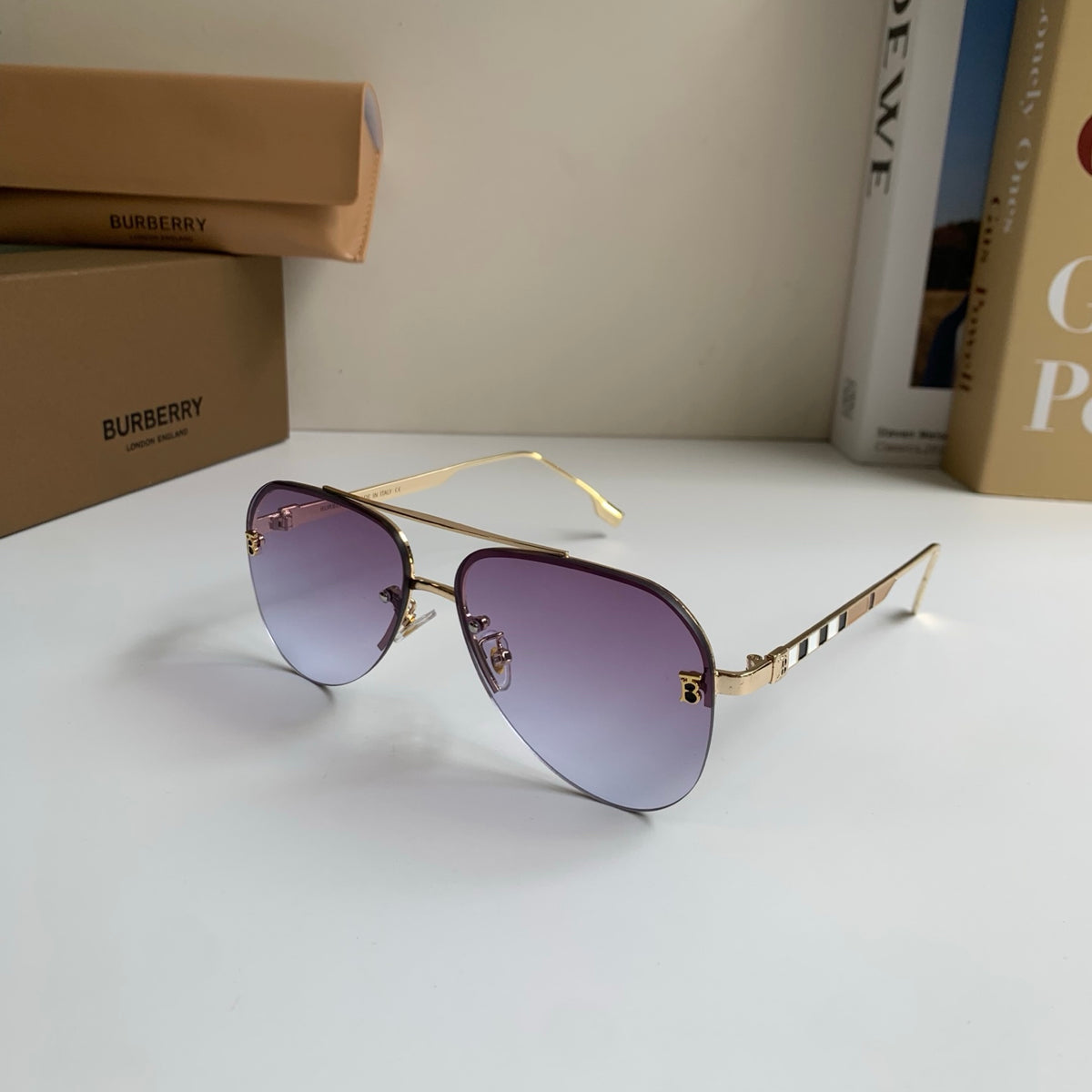 Burberry Metal Aviator Silver Lens Sunglasses for Men & Women - 382890 - detail image 2