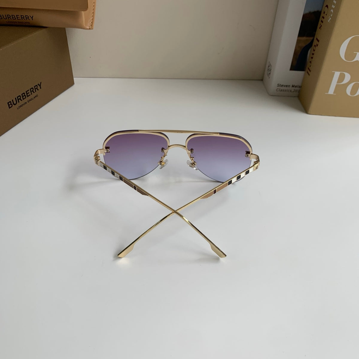 Burberry Metal Aviator Silver Lens Sunglasses for Men & Women - 487408 - detail image 7