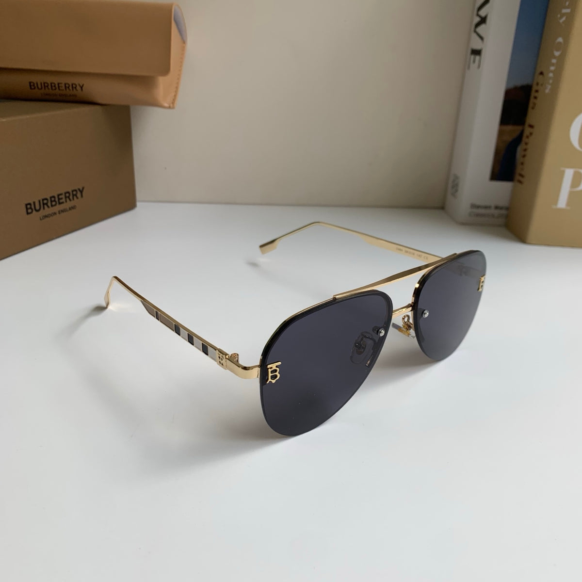 Burberry Metal Aviator Silver Lens Sunglasses for Men & Women - 382891