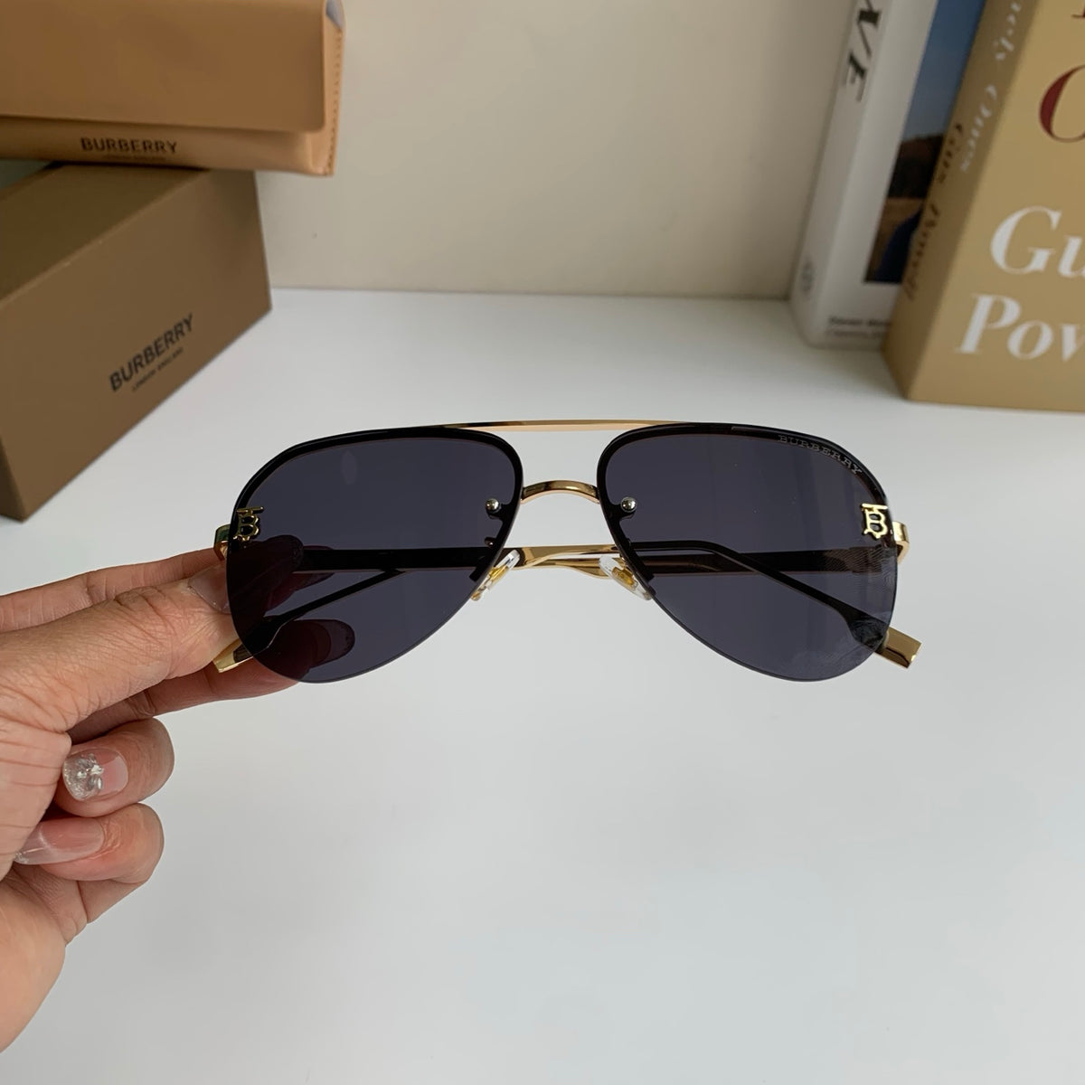 Burberry Metal Aviator Silver Lens Sunglasses for Men & Women - 382891 - detail image 4