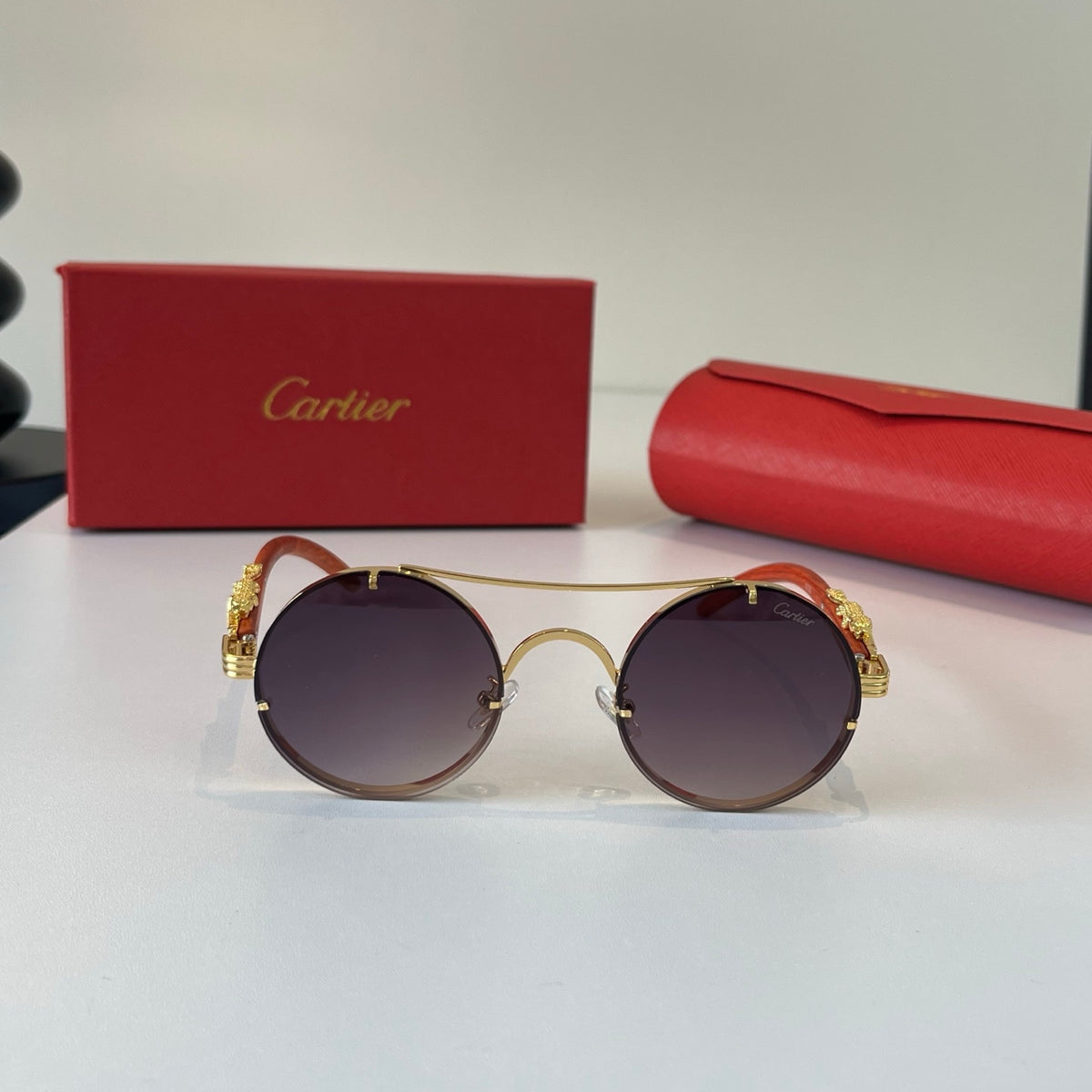 Cartier Lightweight Metal Rimless Red Lens Sunglasses for Men & Women - 465850 - detail image 2