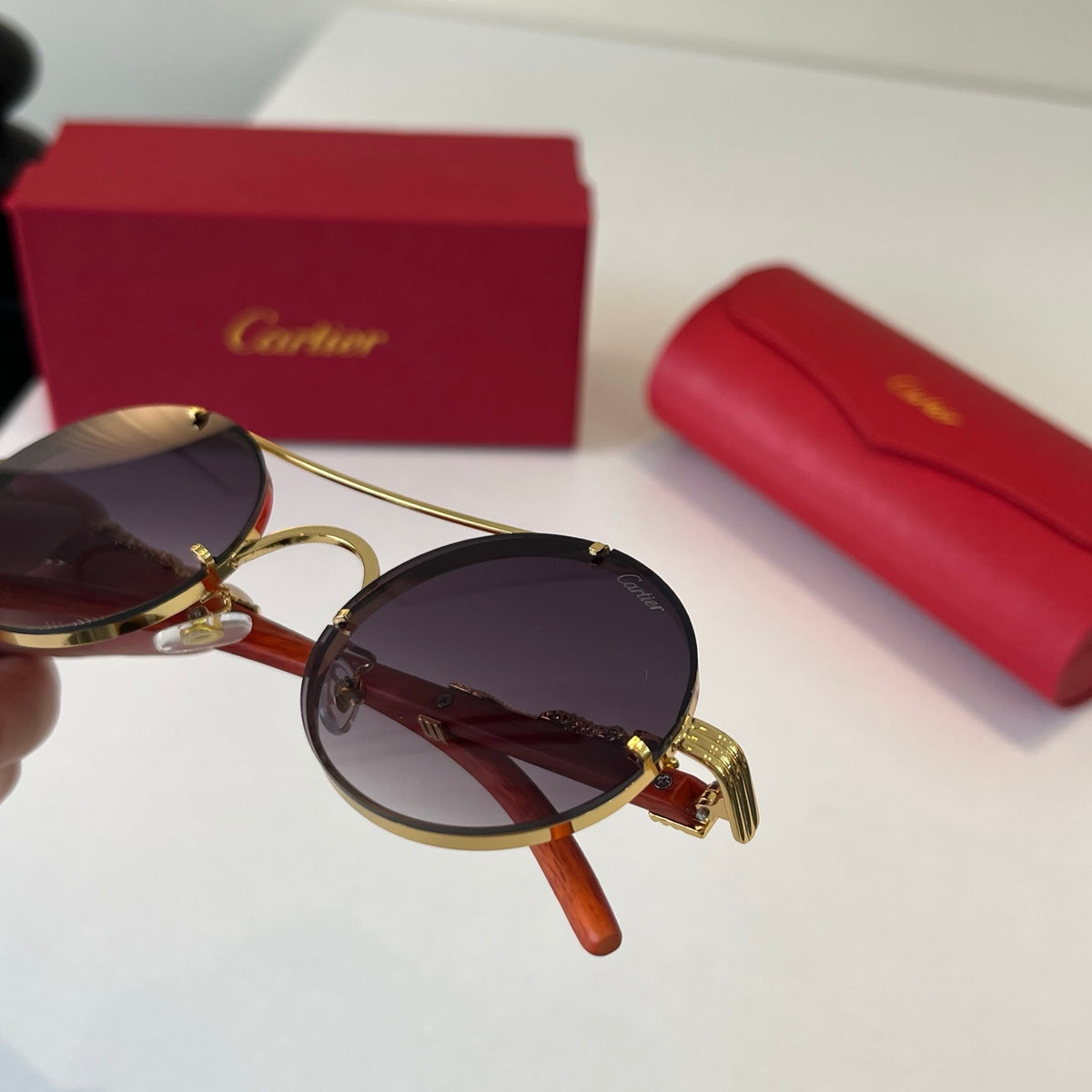 Cartier Lightweight Metal Rimless Red Lens Sunglasses for Men & Women - 465850 - detail image 5
