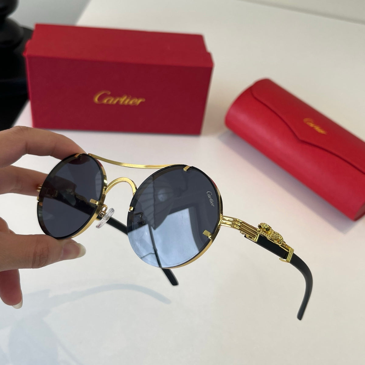 Cartier Lightweight Metal Rimless Silver Lens Sunglasses for Men & Wo - 465851 - detail image 8