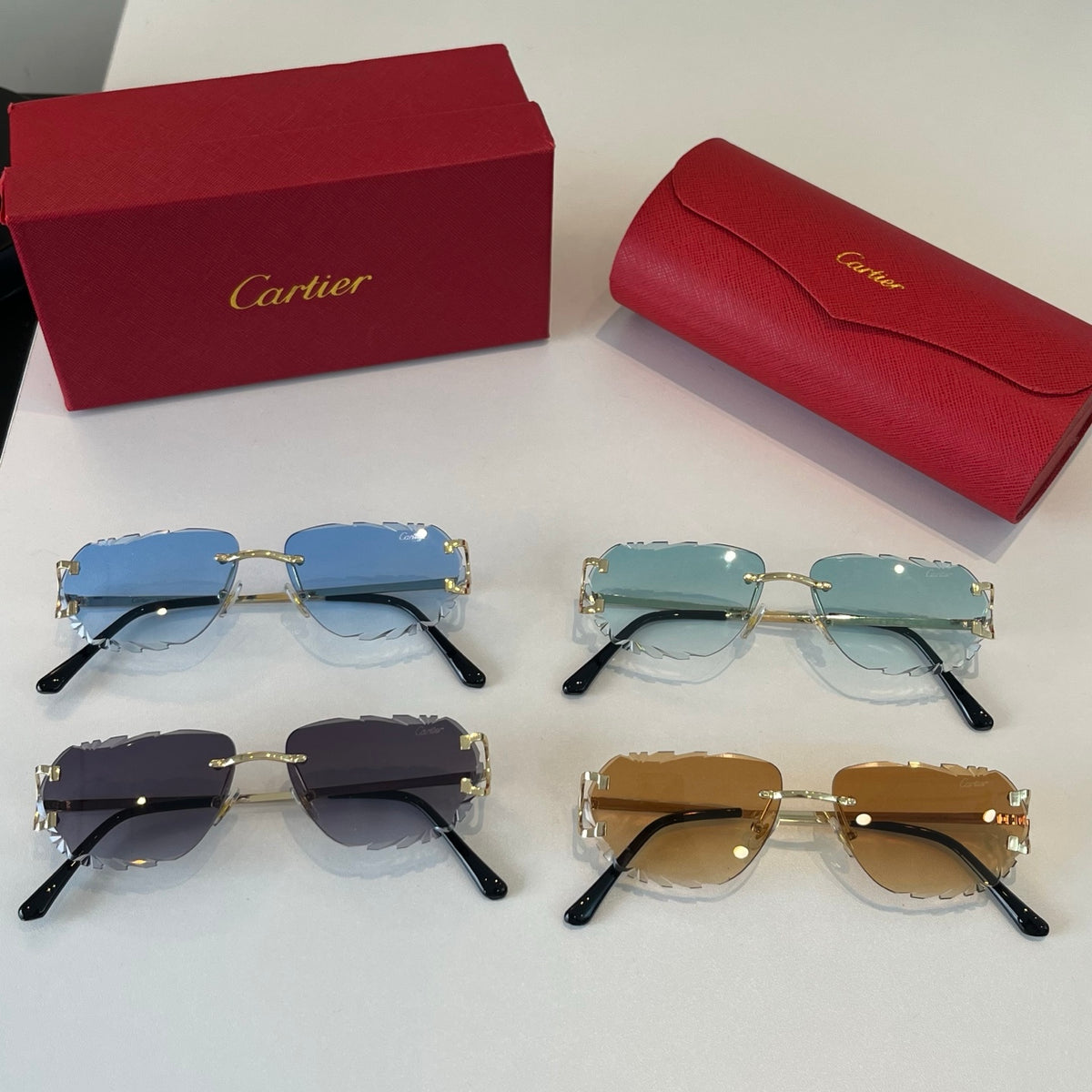 Cartier Lightweight Metal Rimless Blue Lens Sunglasses for Men & Wome - 465854 - detail image 10