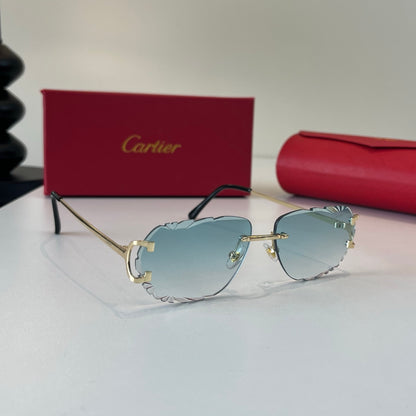 Cartier Lightweight Metal Rimless Silver Lens Sunglasses for Men & Wo - 465852