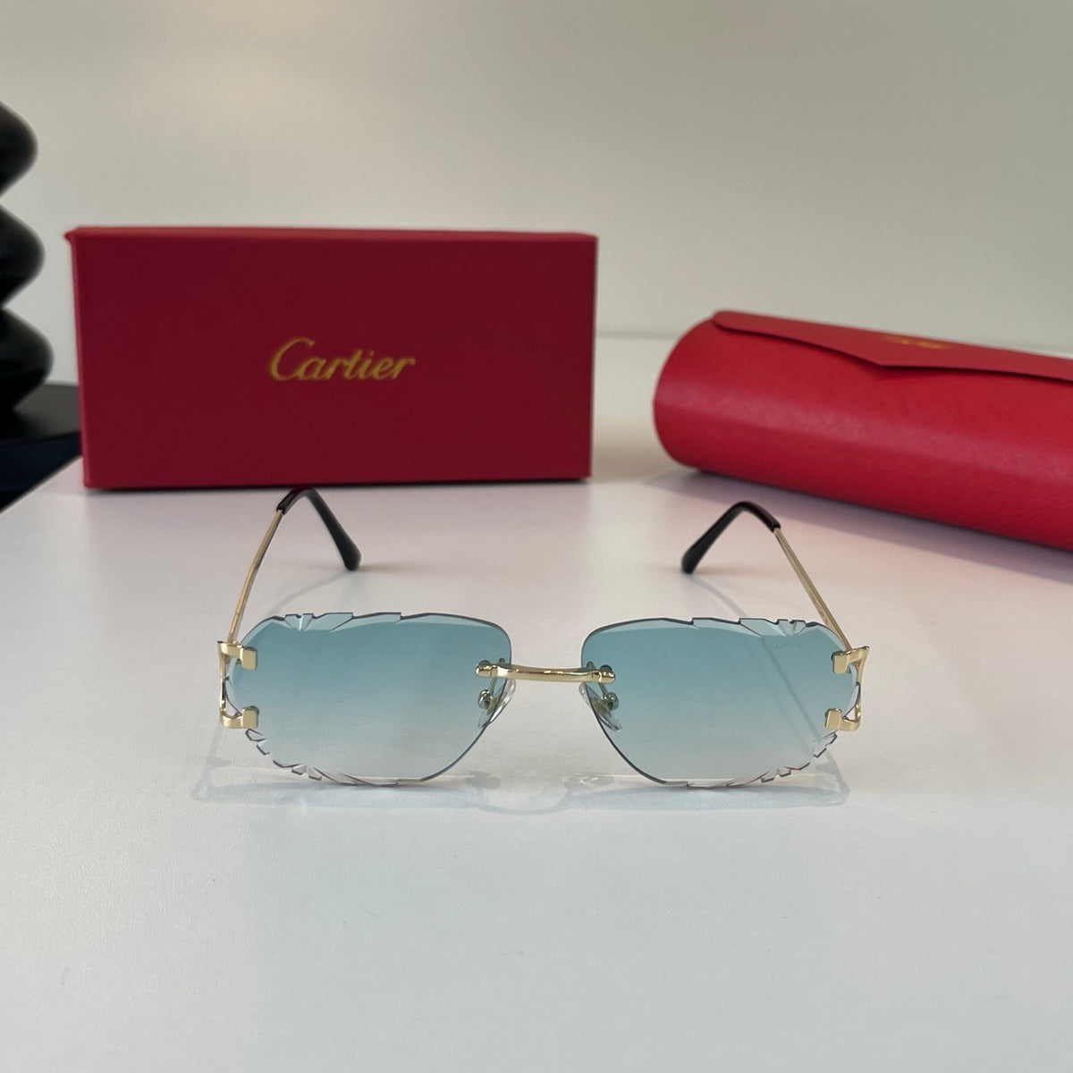 Cartier Lightweight Metal Rimless Silver Lens Sunglasses for Men & Wo - 465852 - detail image 2