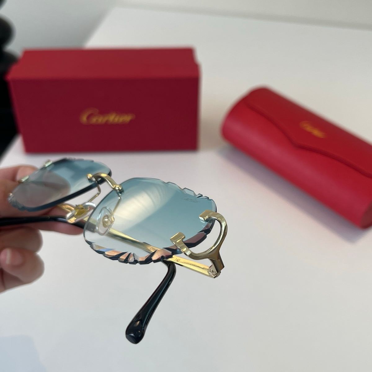 Cartier Lightweight Metal Rimless Silver Lens Sunglasses for Men & Wo - 465868 - detail image 5