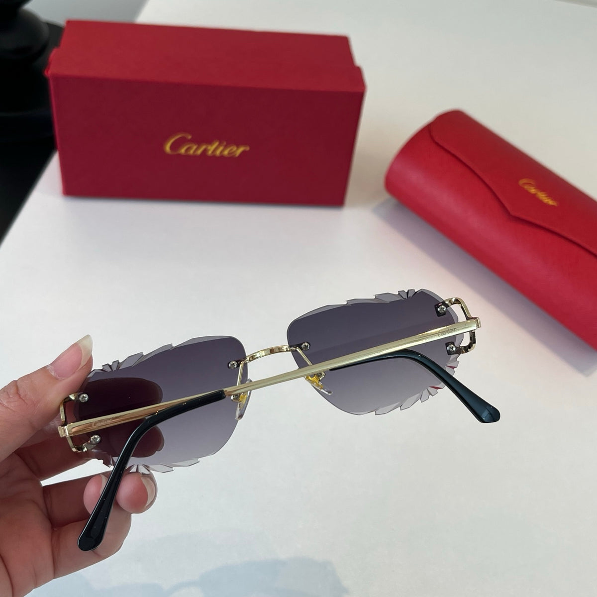 Cartier Lightweight Metal Rimless Silver Lens Sunglasses for Men & Wo - 487278 - detail image 3