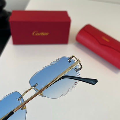 Cartier Lightweight Metal Rimless Blue Lens Sunglasses for Men & Wome - 465870 - detail image 6