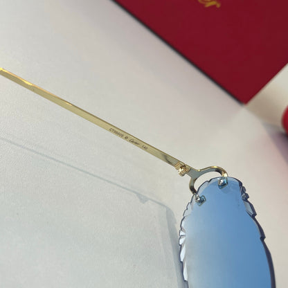 Cartier Lightweight Metal Rimless Blue Lens Sunglasses for Men & Wome - 487279 - detail image 8