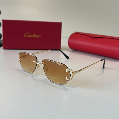 Cartier Lightweight Metal Rimless Brown Lens Sunglasses for Men & Wom - 465855 - detail image 3
