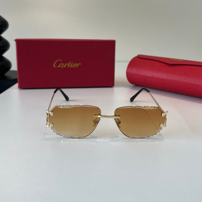 Cartier Lightweight Metal Rimless Brown Lens Sunglasses for Men & Wom - 487280 - detail image 2