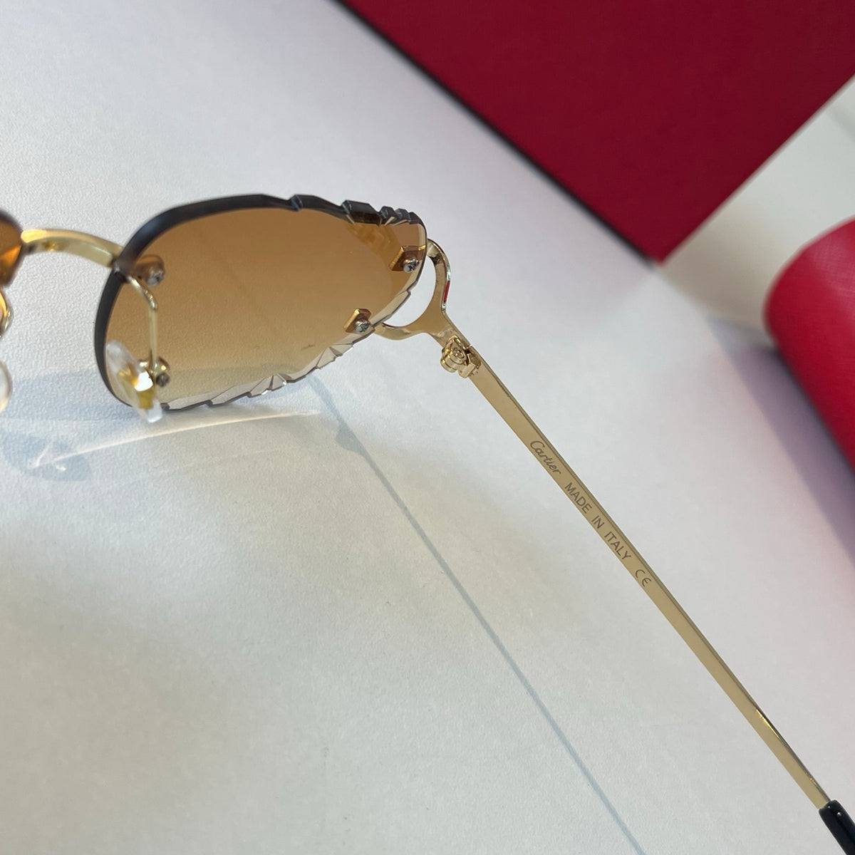 Cartier Lightweight Metal Rimless Brown Lens Sunglasses for Men & Wom - 465871 - detail image 9