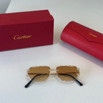 Cartier Lightweight Metal Rimless Brown Lens Sunglasses for Men & Wom - 487280 - detail image 4