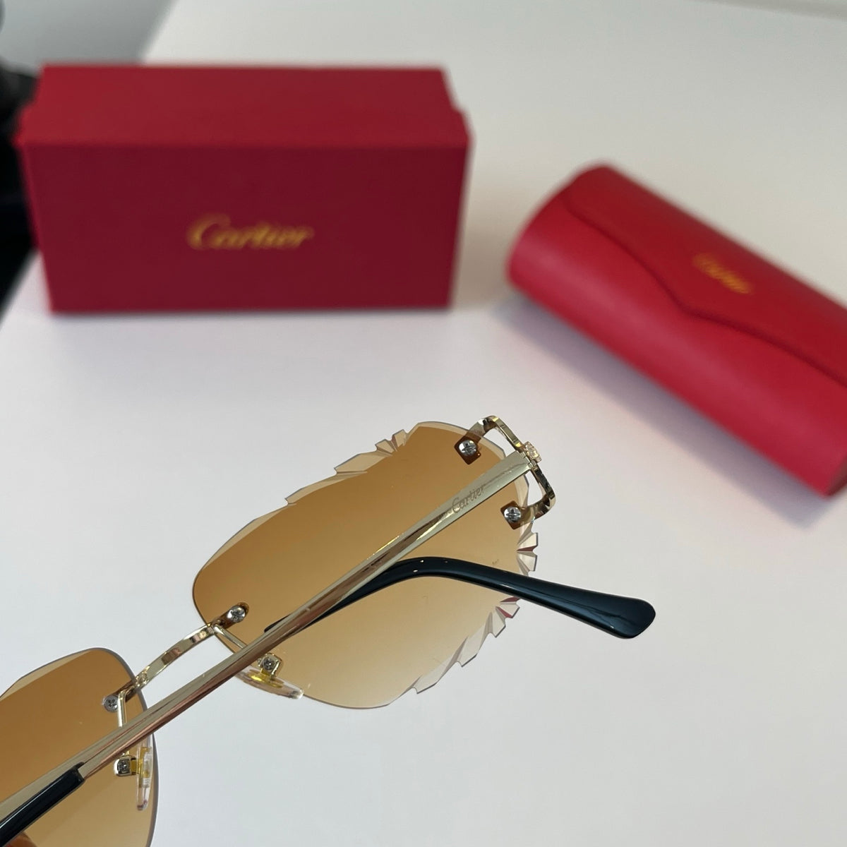 Cartier Lightweight Metal Rimless Brown Lens Sunglasses for Men & Wom - 465855 - detail image 6